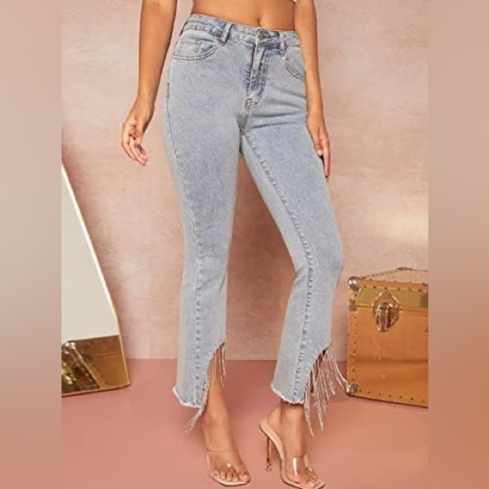 Simple Society Bling Fringe Hem Jeans size 5/27